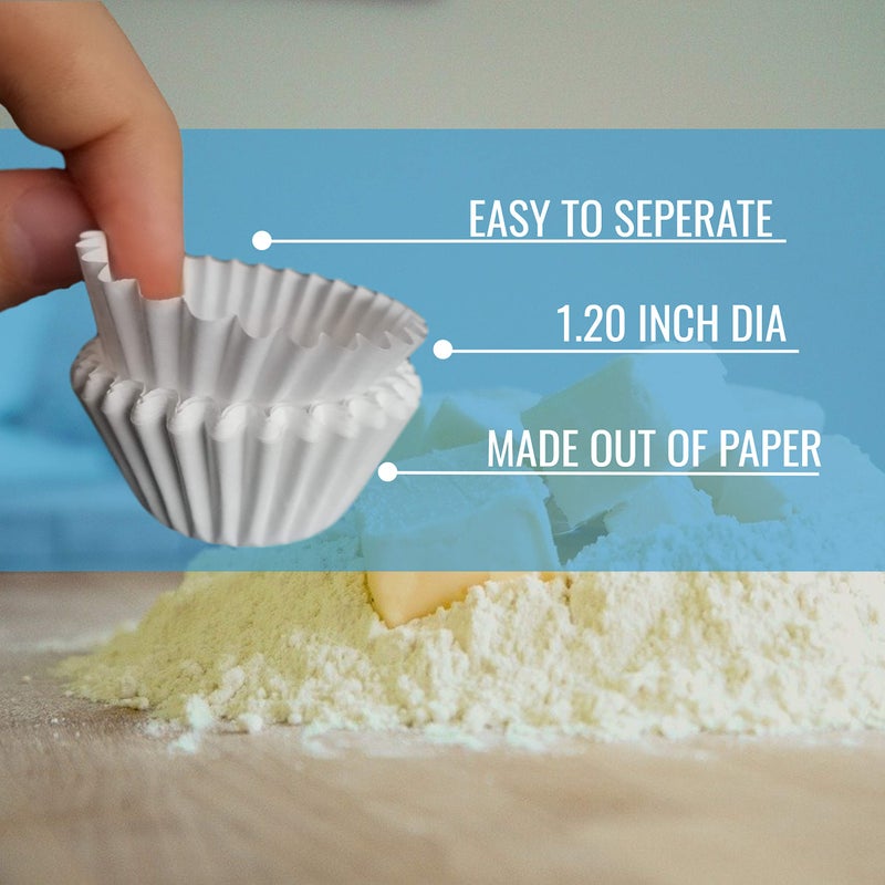 KPKitchen White Mini Cupcake Liners - 300-Pack - Mini Cups Sized Paper Cupcake Wrappers - Fits Perfectly Any Muffin Baking Pan - Cup Cake Liner for Cupcakes, Muffins, Keto Fat Bombs & Cheesecakes - Image 4